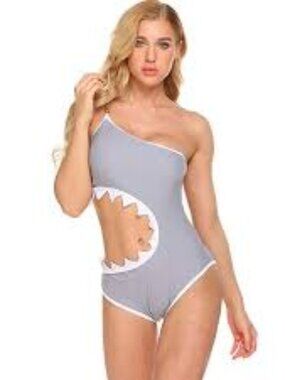 Sea Grove Grey Shark Teeth Cutout One-Piece Swimsuit